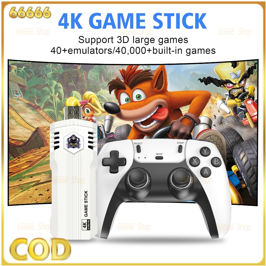 X2L game stick เกม HDMI 4K เครื่องเล่นเกมย้อนยุค ที่จับเกมบลูทูธ 64Gb ในตัวมี 20,000+ เกมส์ต่อทีวี เกม