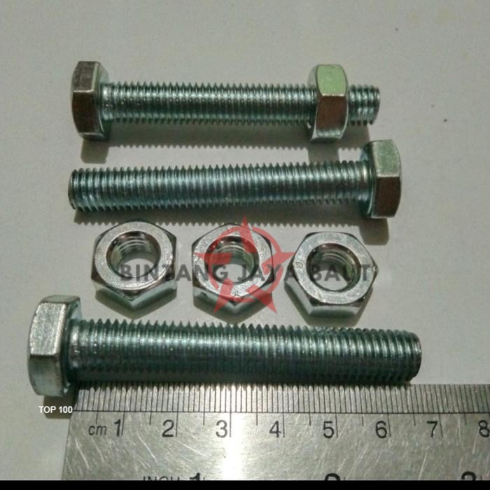 BOLT สีขาว + NUT BMP M10 X 65 MM GALVANIZED (KEY 17)