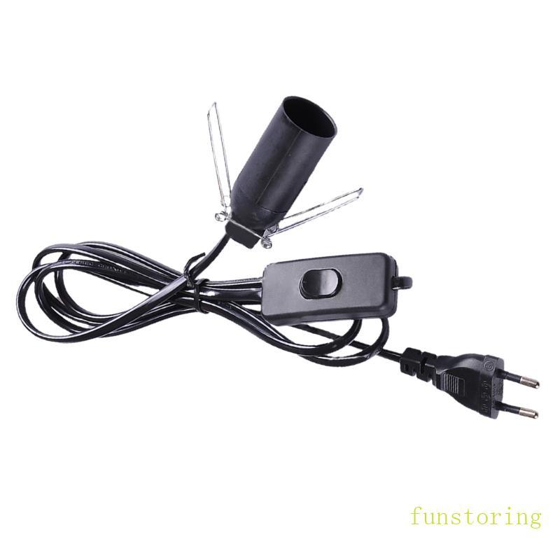 FUN สายไฟโคมไฟ EU ปลั๊ก E14 ซ็อกเก็ต 1 8M ที่วางโคมไฟตกแต่งฐานพร้อมสวิตช์