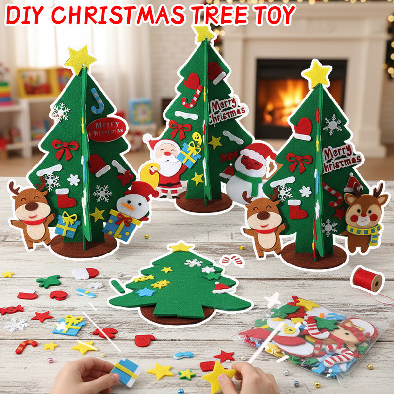 5ชิ้นผ้าไม่ทองานฝีมือต้นคริสต์มาส,กิจกรรมห้องเรียนเด็กอายุ3+,พรรค/ตกแต่งองค์กร | การ์ตูน ทําเอง ของเล่นประกอบง่าย