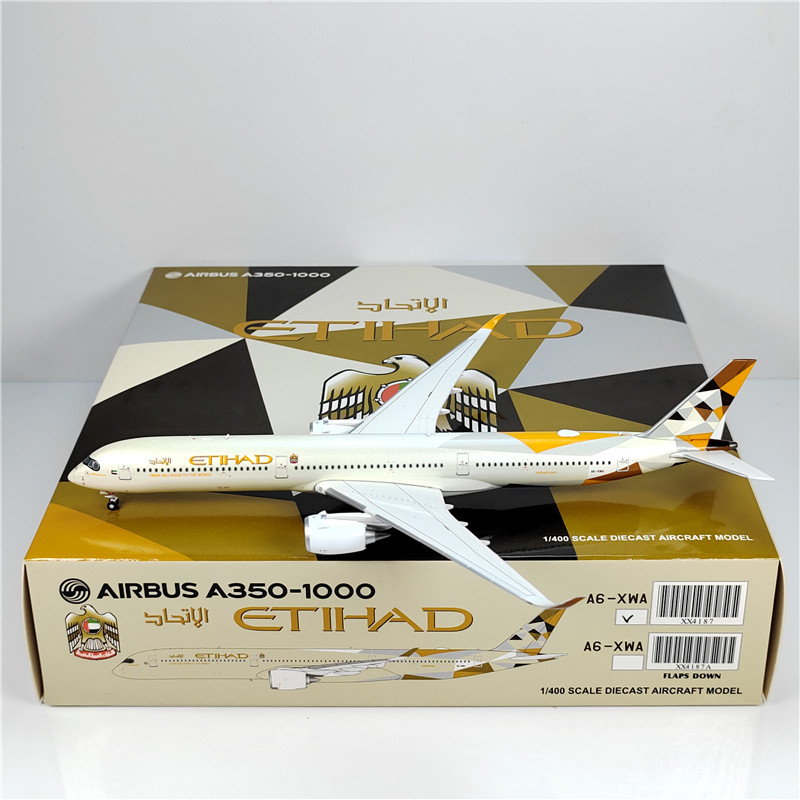 Speedy Shipment-Lapel Wing ขยายรุ่น JC XX4187A 1: 400 Attihad Airlines A350-1000 A6-XWA