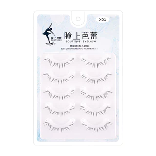 แต่งหน้าทุกวันธรรมชาติขนตาล่างภายใต้ขนตา 5 คู่ Wispy Cross Lash Extension Manga