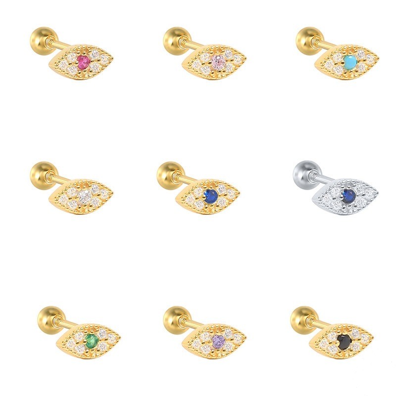 ใหม่ Evil Eye Stud ต่างหูผู้หญิง Hypoallergenic สกรูกระดูกอ่อน Helix ต่างหูสาวเจาะชุบทองอุปกรณ์เสริมเครื่องประดับ