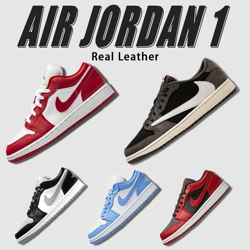 Travis Scott Air Jordan 1 Low OG รองเท้าผ้าใบผู้ชาย Unisex แท้ 6BUB EFL9