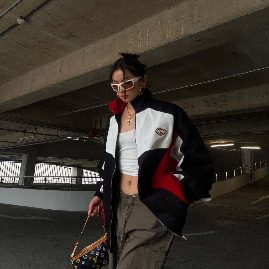 KKSHOP แจ็กเก็ตสไตล์มอเตอร์ไซค์สำหรับผู้หญิง ดีไซน์วินเทจและฮิปฮอป