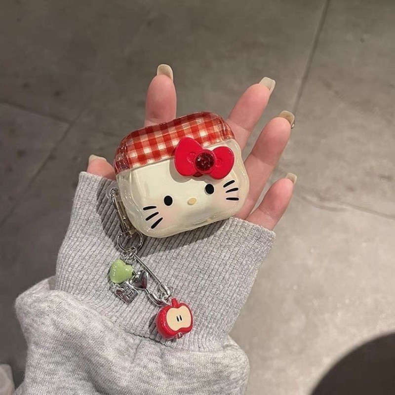 โบว์ลายสก๊อต Hello Kitty AirPods Pro3 เคสหูฟังบลูทูธ AirPods 1/2/3/4 หูฟังฝาครอบป้องกัน - รูปที่ 2
