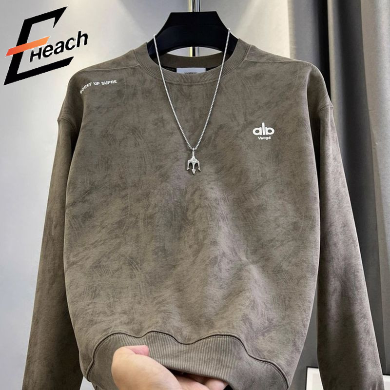 EHeach เสื้อสเวตเตอร์คอกลมปักลายสำหรับผู้ชาย เหมาะสำหรับสวมใส่สบาย ๆ ในวันธรรมดา