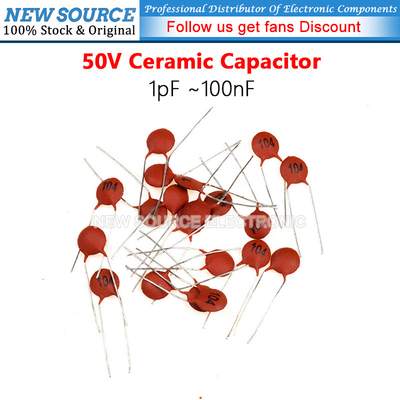 [100 ชิ้น] 50V ตัวเก็บประจุเซรามิก 1pF 100nF 0.1uF 104 4.7PF 10PF 22PF 33PF 47PF 100PF 10NF 330PF 470PF 1NF 10NF 10NF 10F 47NF