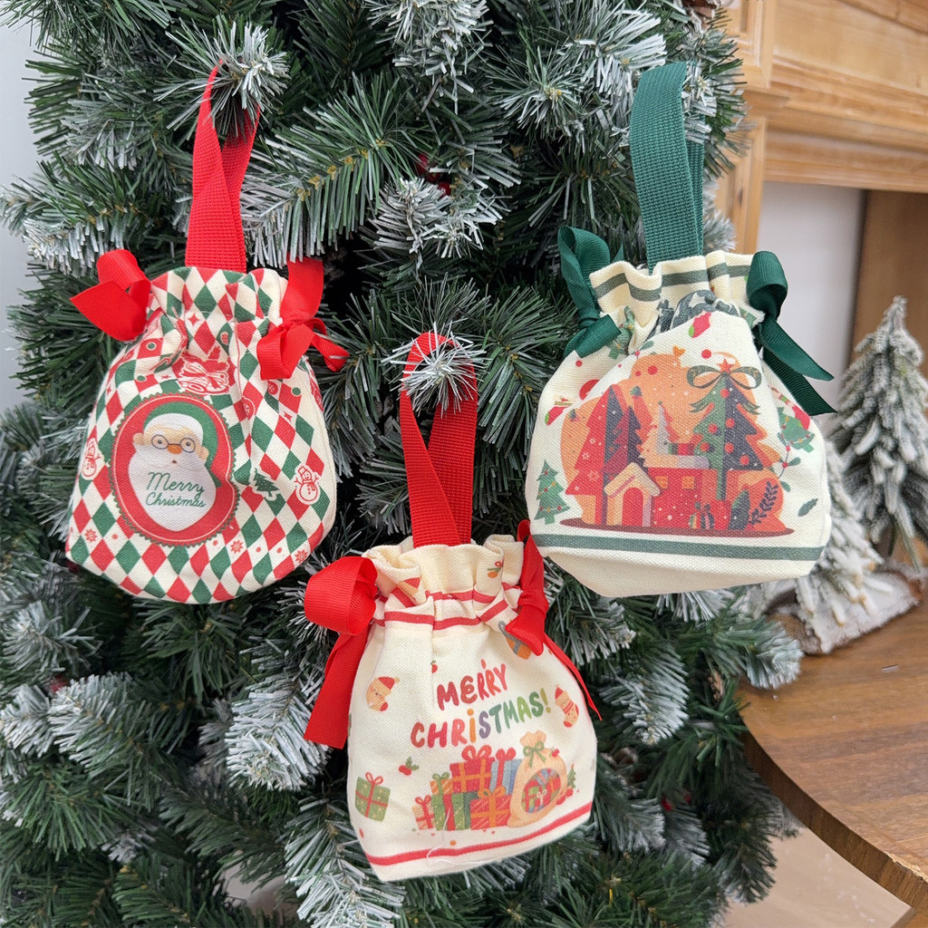 [เอชจีบี]คริสต์มาส เชือกรูด ถุงของขวัญที่มีรูปแบบกวางเรนเดียร์การ์ตูนน่ารัก,ผ้าใบทนทานพรรคโปรดปรานกระเป๋าสําหรับวันหยุดตกแต่งและปัจจุบัน,1/4ชิ้น - รูปที่ 3