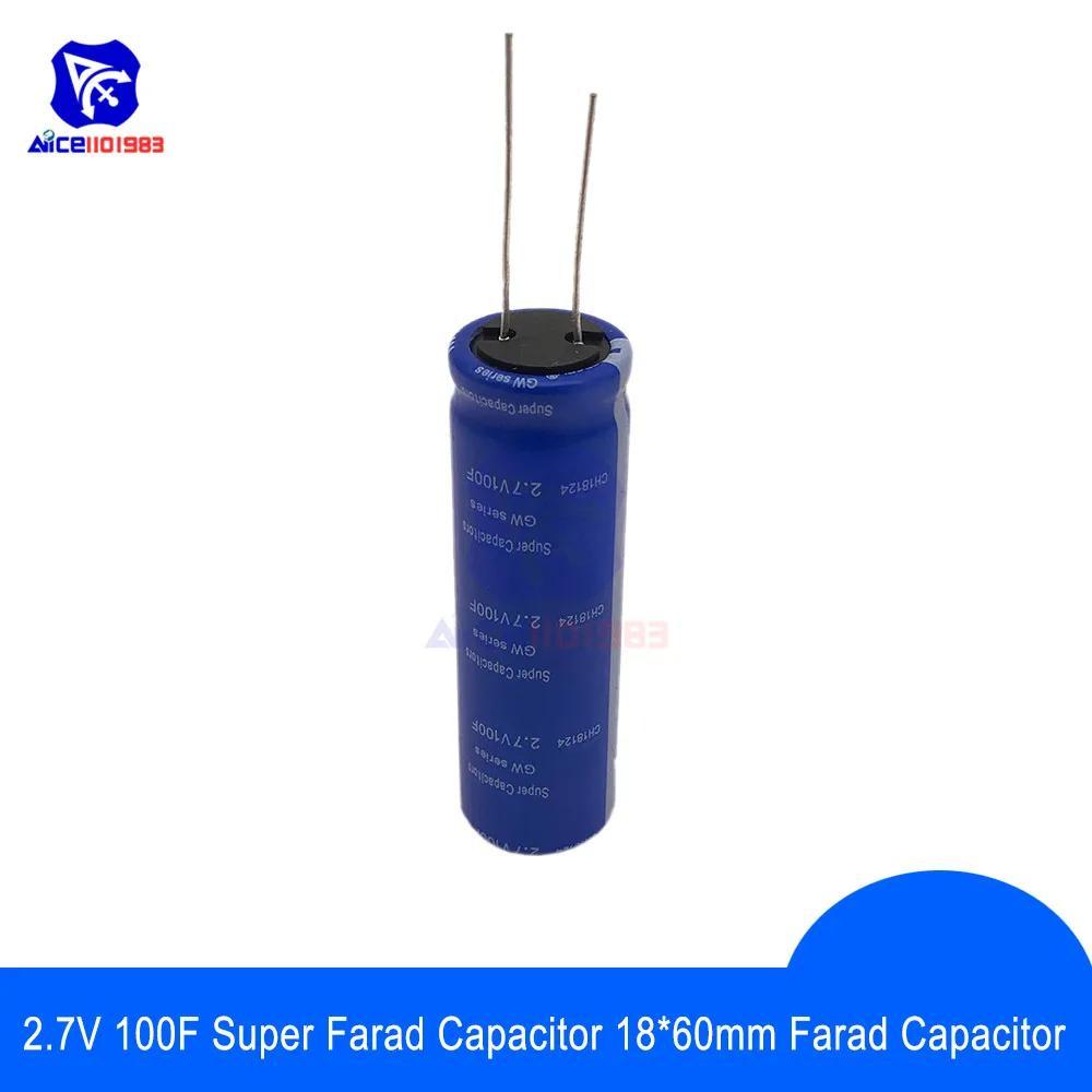 Super Farad Capacitor 2.7V 100F 18*60 มม.ความถี่สูงต่ํา ESR 2.7V100F Super Capacitor สําหรับลําโพงสเ
