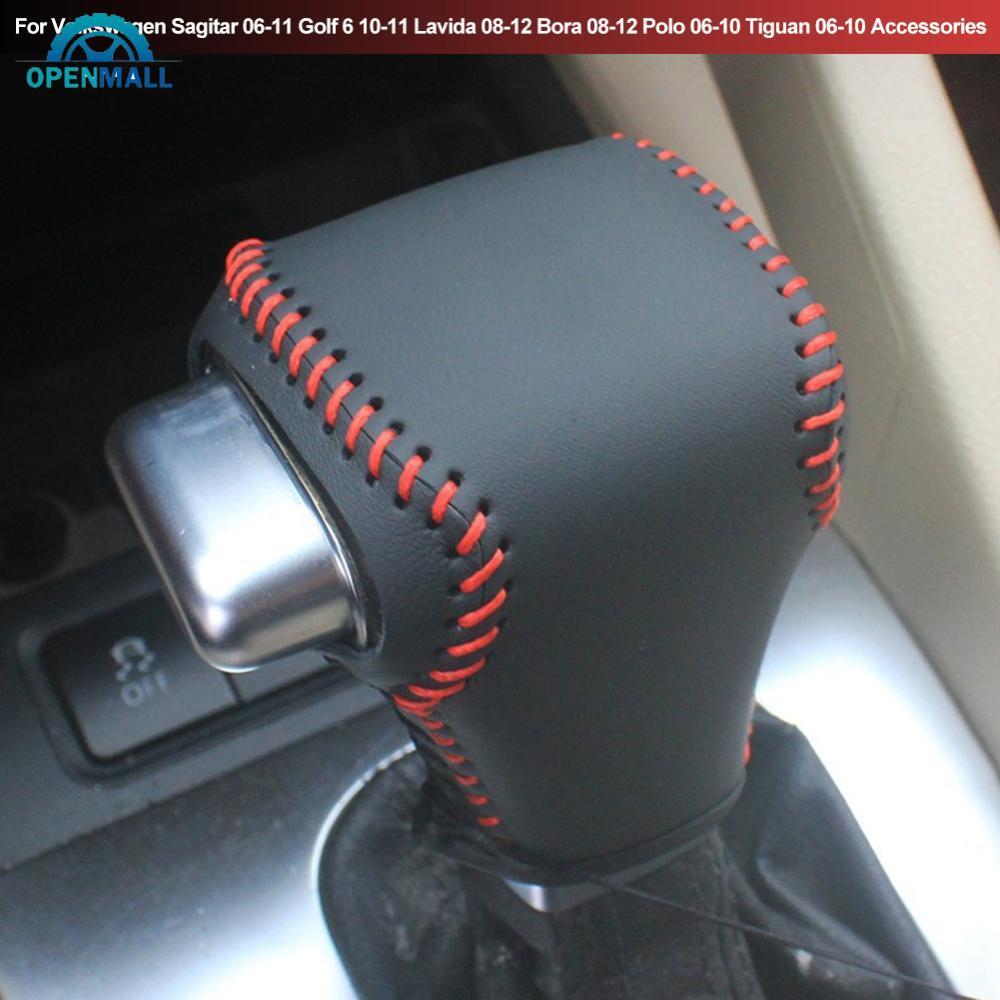 OPENMALL รถ PU หนังคาร์บอนไฟเบอร์เกียร์ Shift Knob Cover Handball Trim สําหรับ Volkswagen Sagitar 06
