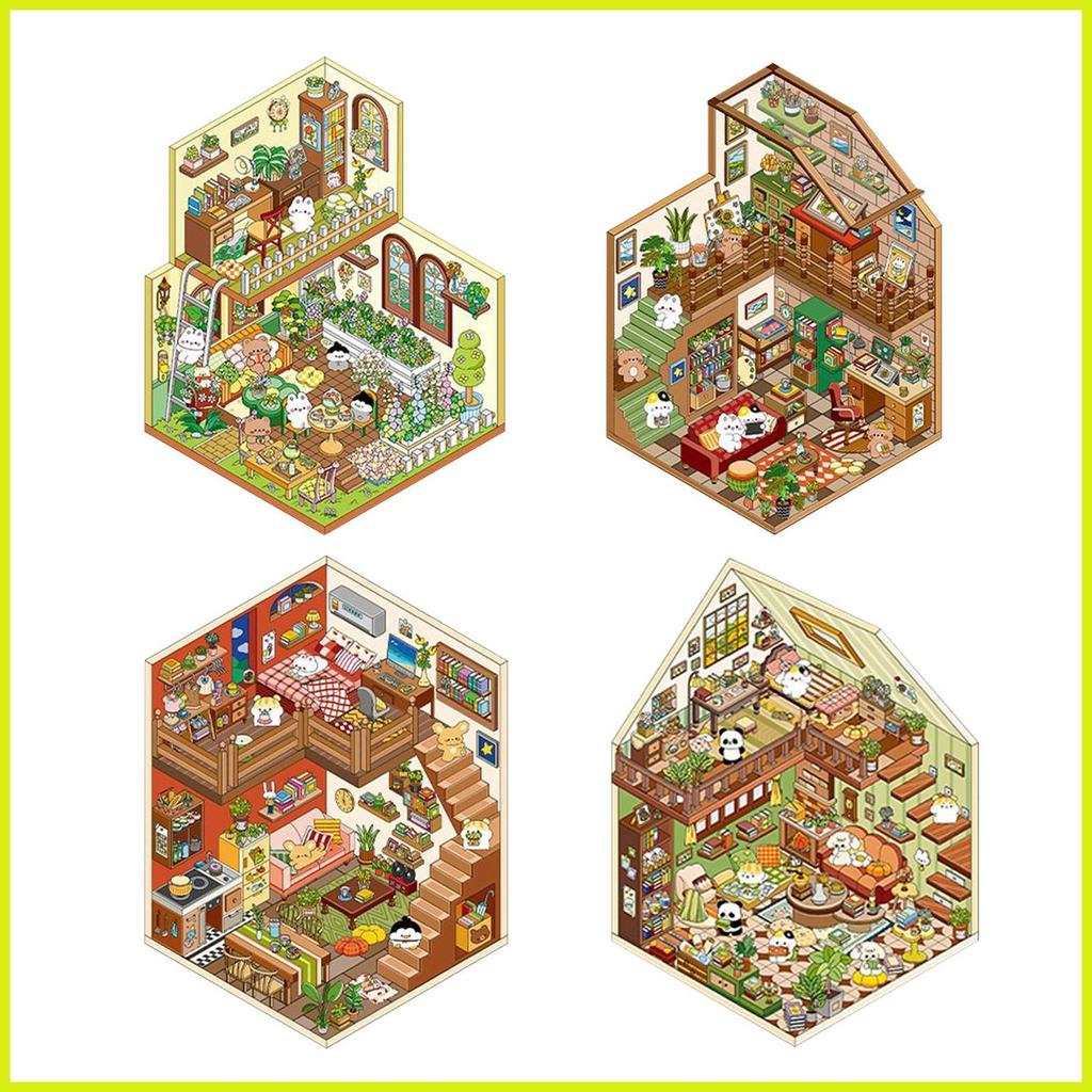 3D Miniature ฉากสติกเกอร์ Make Your Own House สติกเกอร์ Scrapbooking หัตถกรรมสําหรับบรรเทาความเครียด