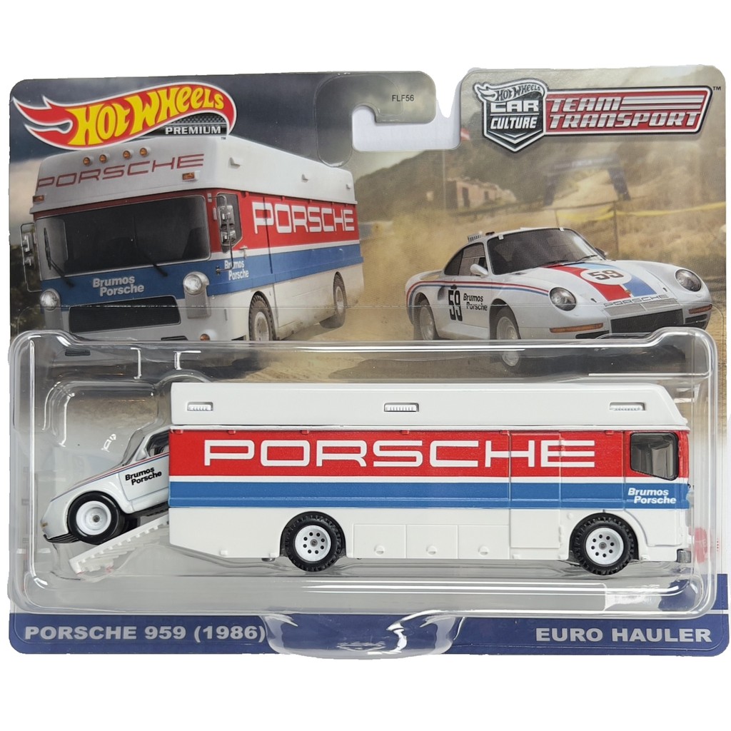 HOT WHEELS PORSCHE 959 & EURO HAULER TEAM TRANSPORT PREMIUM