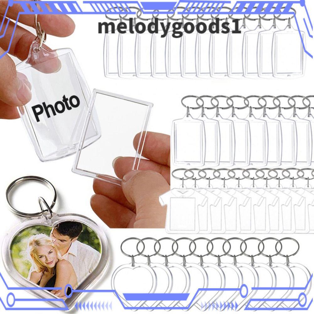 MELODYGOODS 5 ชิ้นกรอบรูปพวงกุญแจ,อะคริลิค Snap-In Custom ใส่ Photo Blank พวงกุญแจ,ทนทานโปร่งใสจี้พู