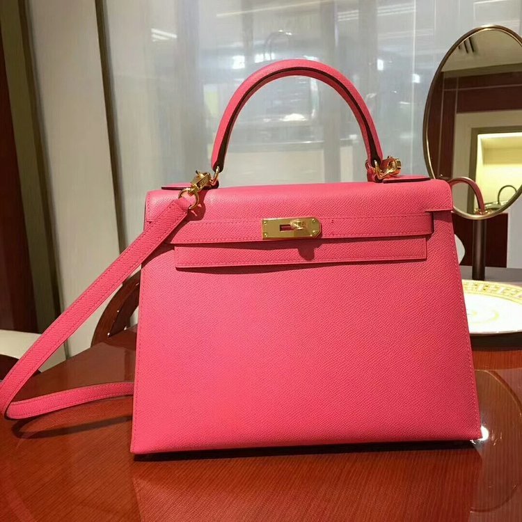 แป้งเล็ก Rarely Have Lipstick Powder epsom นําเข้าหนังปาล์ม Ready Stock kelly-28 Gold Buckle Superb