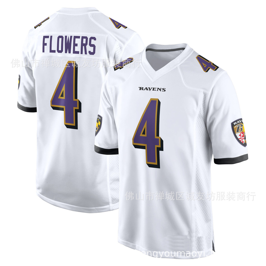 จัดส่งในวันเดียวกัน!!NFL เสื้อรักบี้ Crow 4 White Zay Flowers Jersey International