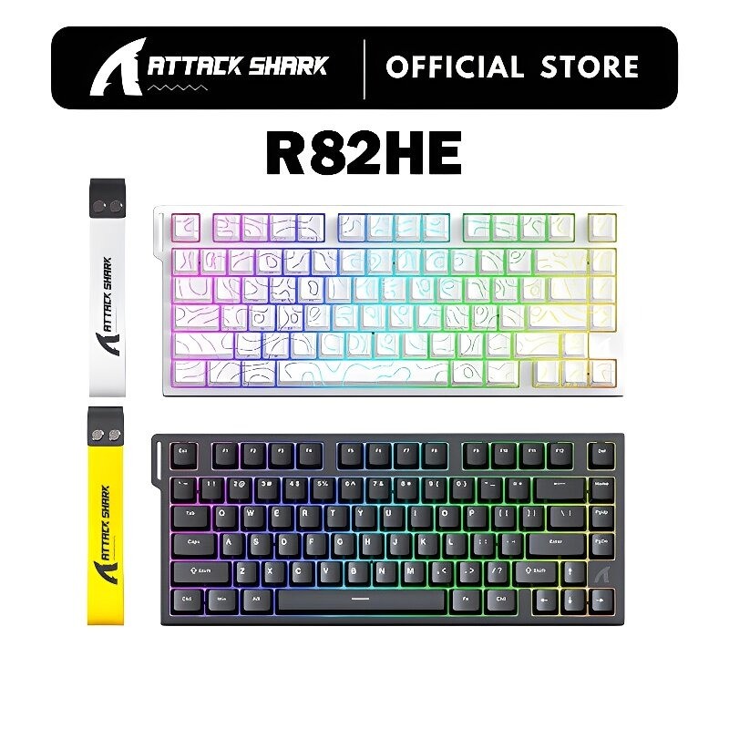 ATTACK SHARK R82 HE 75% 8000Hz Rapid Trigger คีย์บอร์ดแบบมีสาย RGB แสง 0.0005 มม. RT ความแม่นยําสวิท