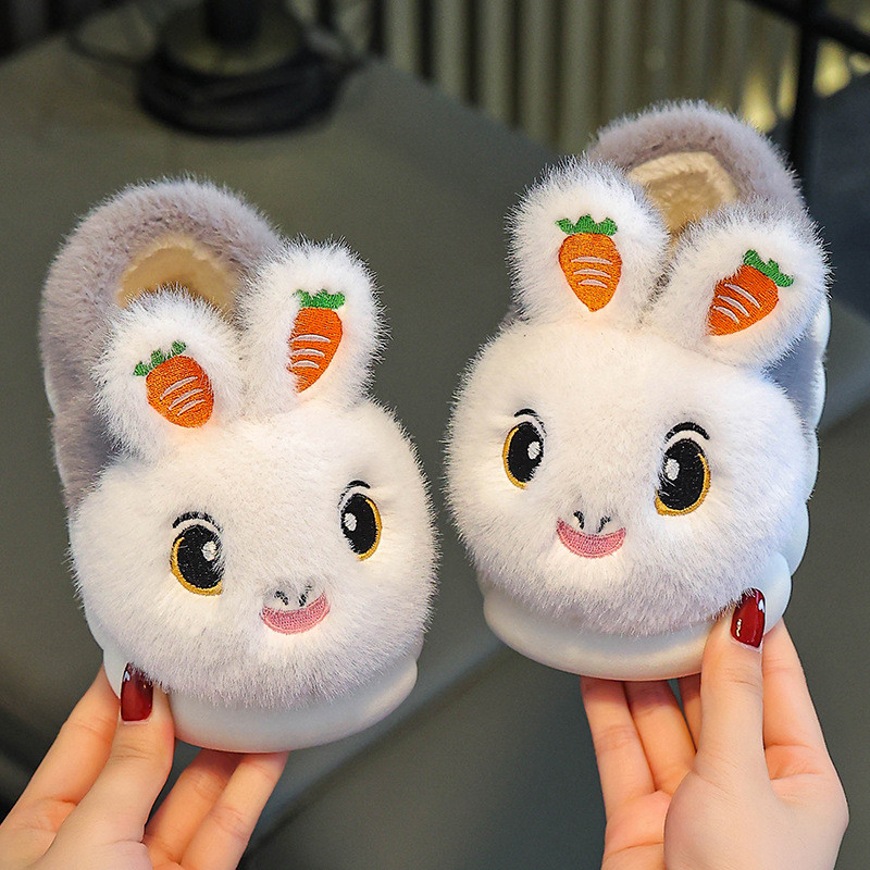 รองเท้าใส่ในบ้านเด็กแบบหุ้มส้น ลายกระต่ายน่ารัก กันลื่น ใส่อบอุ่นฤดูหนาว - รูปที่ 5