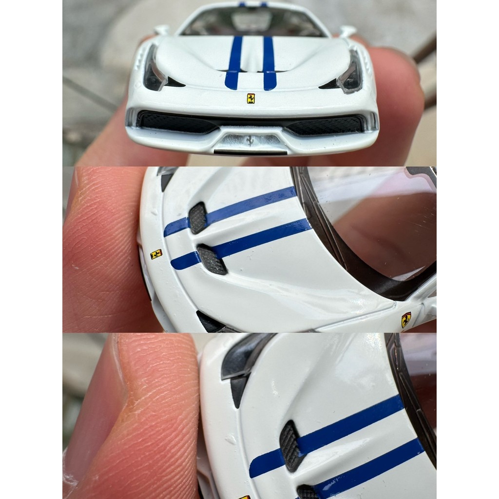จิงซ่าง Kyosho 1/64 Ferrari 458 Speciale 458 SP สีขาวสีดําล้อสิบสองกระสุน12กระสุนกล่องการ์ดที่ประกอบ