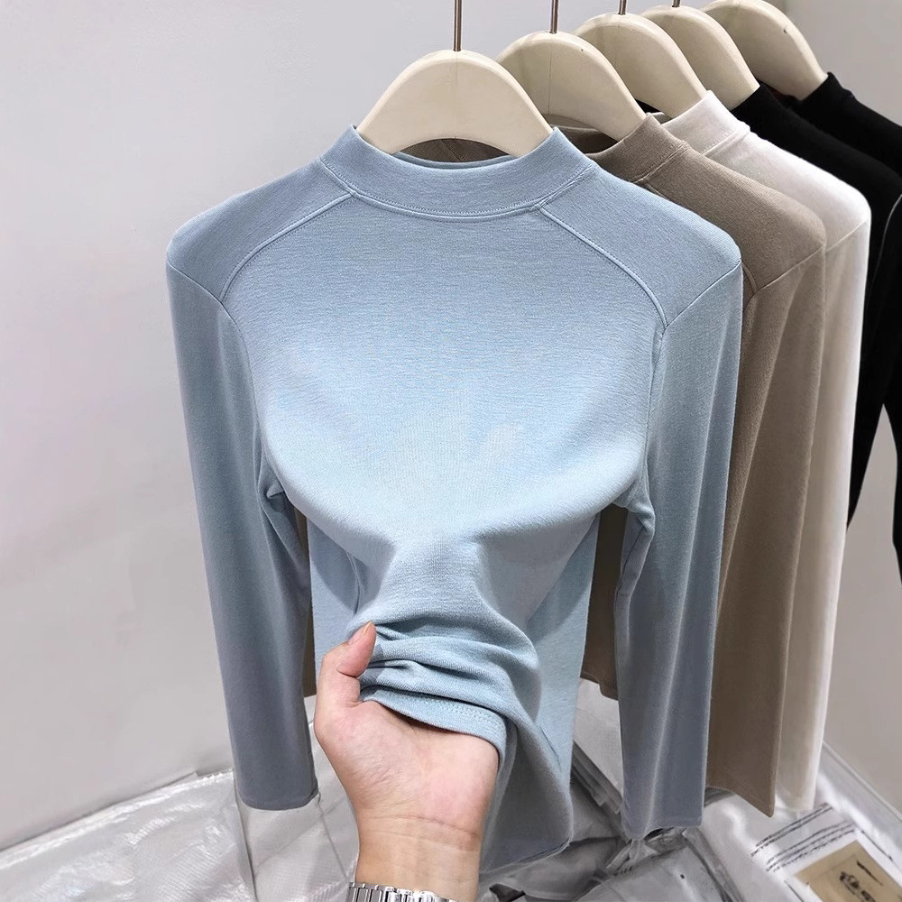 สไตล์เกาหลีขายร้อนขนาดเล็กStand-Up Collar Bottomingเสื้อผู้หญิงแขนยาวเสื้อยืดChicด้านในLayeredฤดูใบไม้ร่วงSlim-Fit S - รูปที่ 2