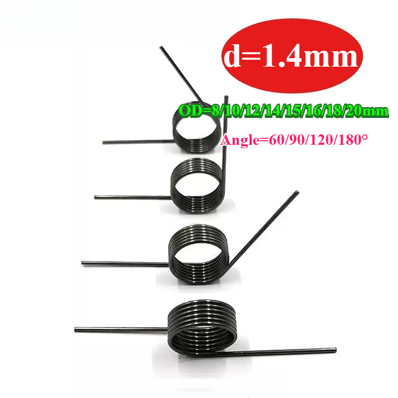 5pcs d1.4mm OD8/10/12/14/15/16/18/20mm V-shaped spiral torsion ฤดูใบไม้ผลิมุม 60/90/120/180 องศาGZ-M
