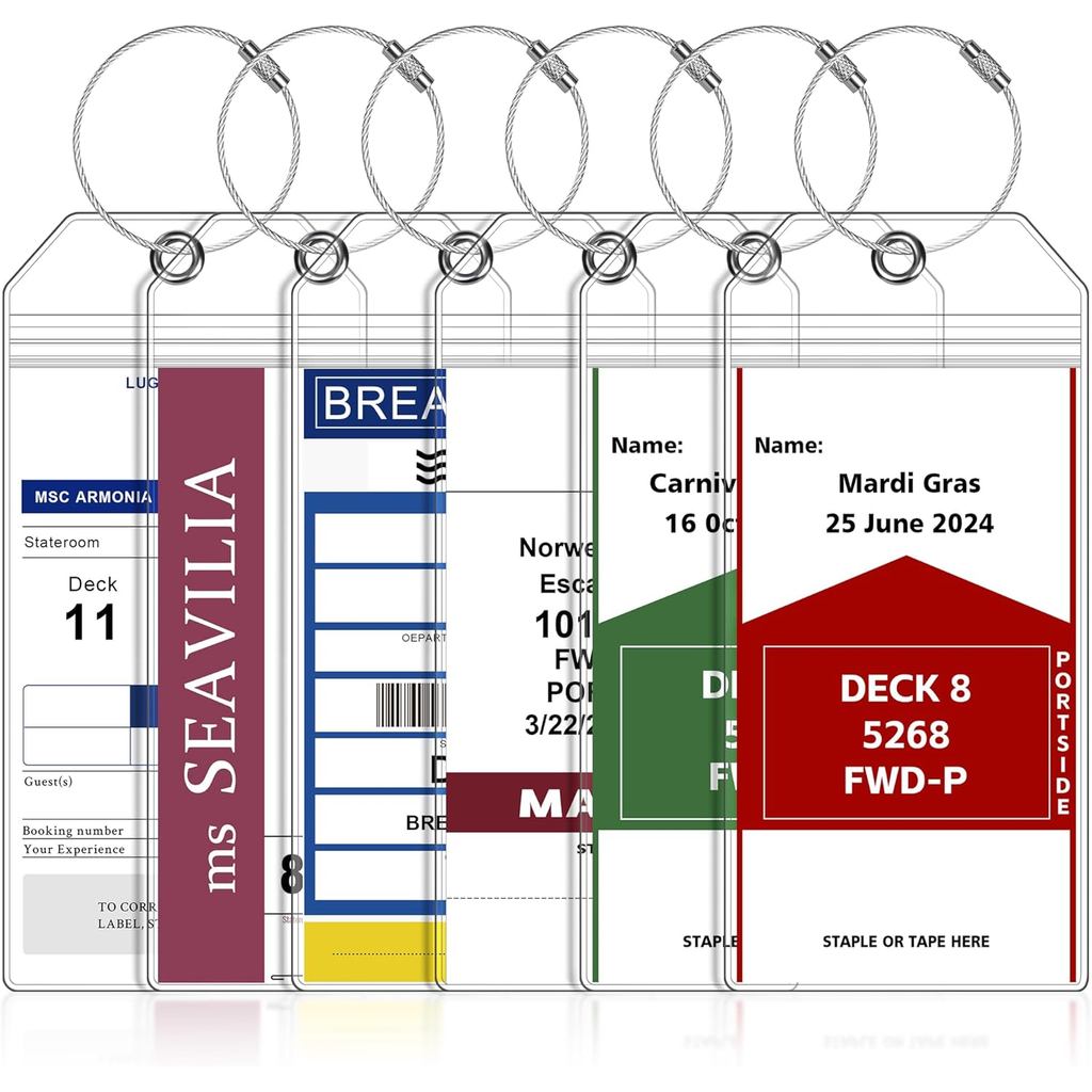 แท็กกระเป๋าเดินทาง 6 แพ็ค Travel Essentials & Cruise Essentials สําหรับ NCL, Princess, Carnival, Roy