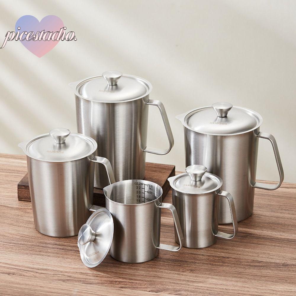 ถ้วยตวง PICESTADIO, 304 สแตนเลสขนาดด้านในออกแบบห้องปฏิบัติการบีกเกอร์,หนาพร้อมฝาปิดขนาดใหญ่ความจุ Li