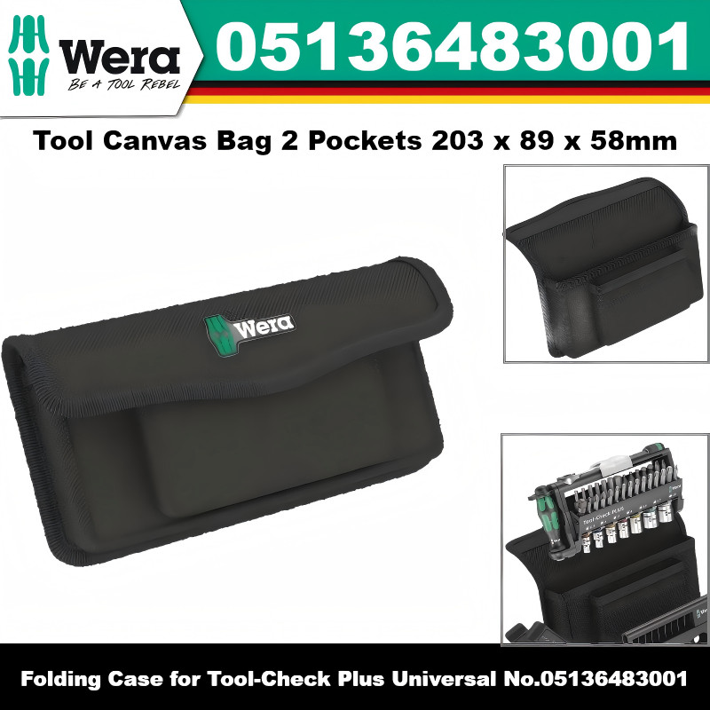 Wera Storage Bag Tool Pouch 203 x 89 x 58mm Canvas Bag Folding Case for Tool-Check Plus Universal No