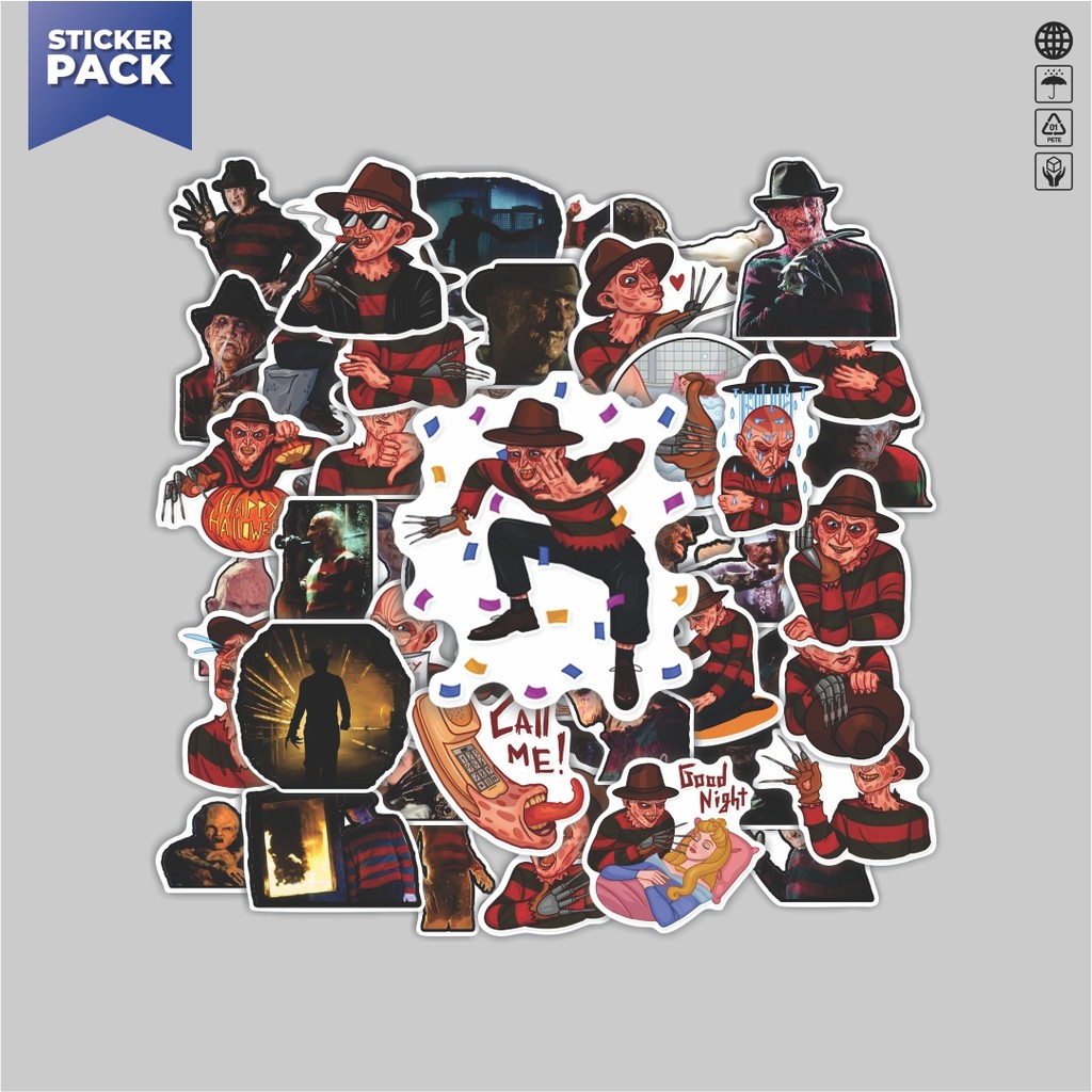 [100 ชิ้น] สติ๊กเกอร์แพ็ค FREDDY KRUGER ความงามไวนิลสติกเกอร์ตกแต่งกันน้ําแล็ปท็อปหนังสือ Journal กร