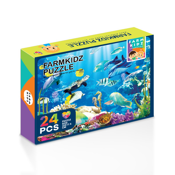 (Tech Inspire) : FK3-จิ๊กซอว์กล่อง 24PCS-J : Farmkidz Puzzle Box 24PCS (FK3-PZB-MIX20-J) BOX : W15.4