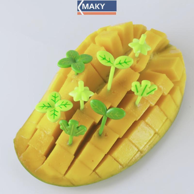MAKY 8pcs ผลไม้ Vork Tandenstoker Bladeren Salade Tiny Vork Mini เค้ก Picks สําหรับเด็ก TH