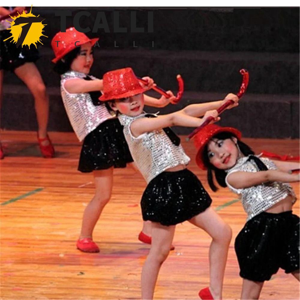 TRALI เลื่อมหมวก Fedora, เลื่อม Brilliant Dance แจ๊สหมวก, Street Dance Shiny Performance 58 ซม./54 ซ