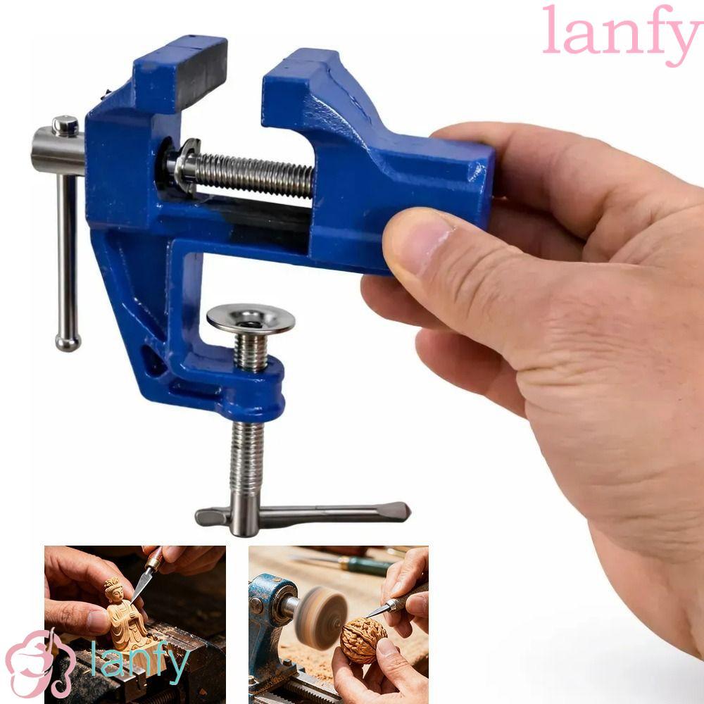 LANFY Table Clamp, Non-Slip Jaw Heavy-Duty Portable Small Vice, Tools Compact Cast Steel Heavy-Duty 