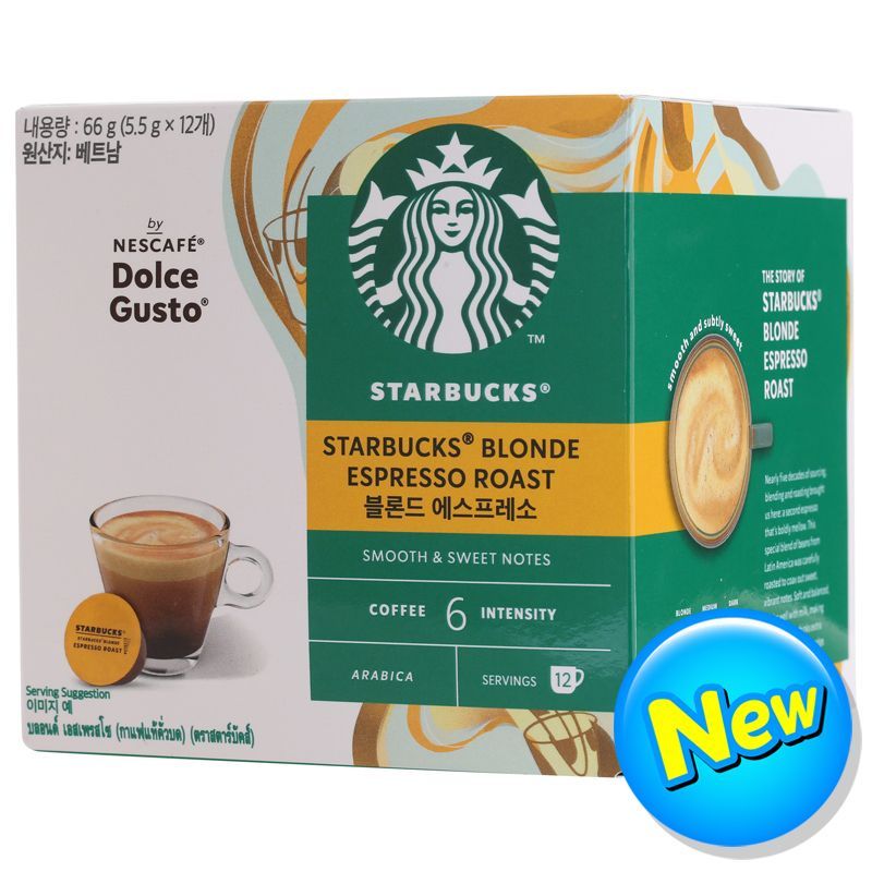 สตาร์บัคส์ดอลเช่กุสโต้กาแฟคั่วบดบลอนด์เอสเพรสโซ 12แคปซูล 66ก StarbucksDolceBlondeEspreso66g [บาร์โค้ด 7613036943284]
