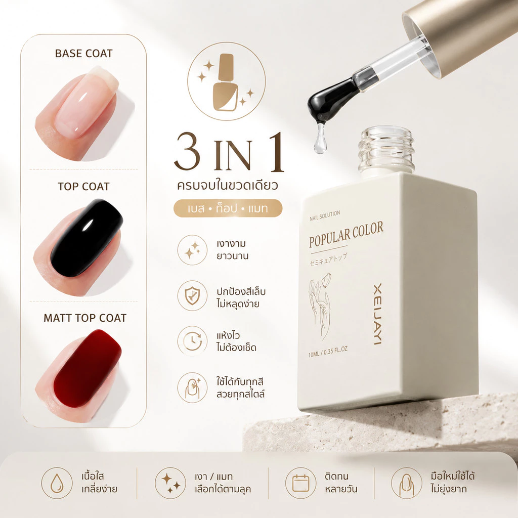 น้ำยาเคลือบเล็บ PRIMER/BASE/TOP ขนาด 15 ML *พร้อมส่งจากไทย*
