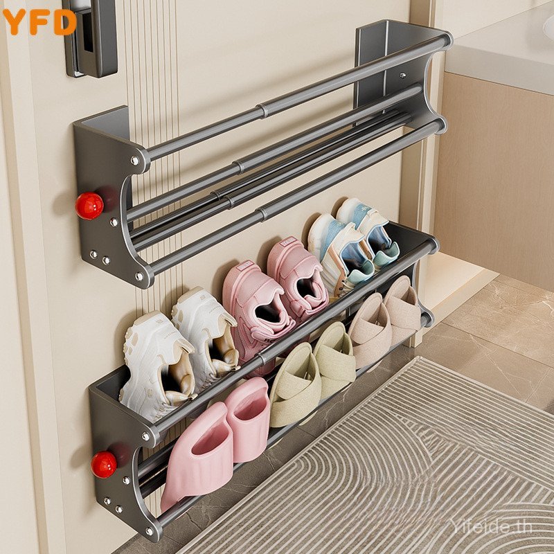 YFD Magnetic slipper rack for bathroom, no-drill shoe storage solution, toilet slipper hanger, doubl