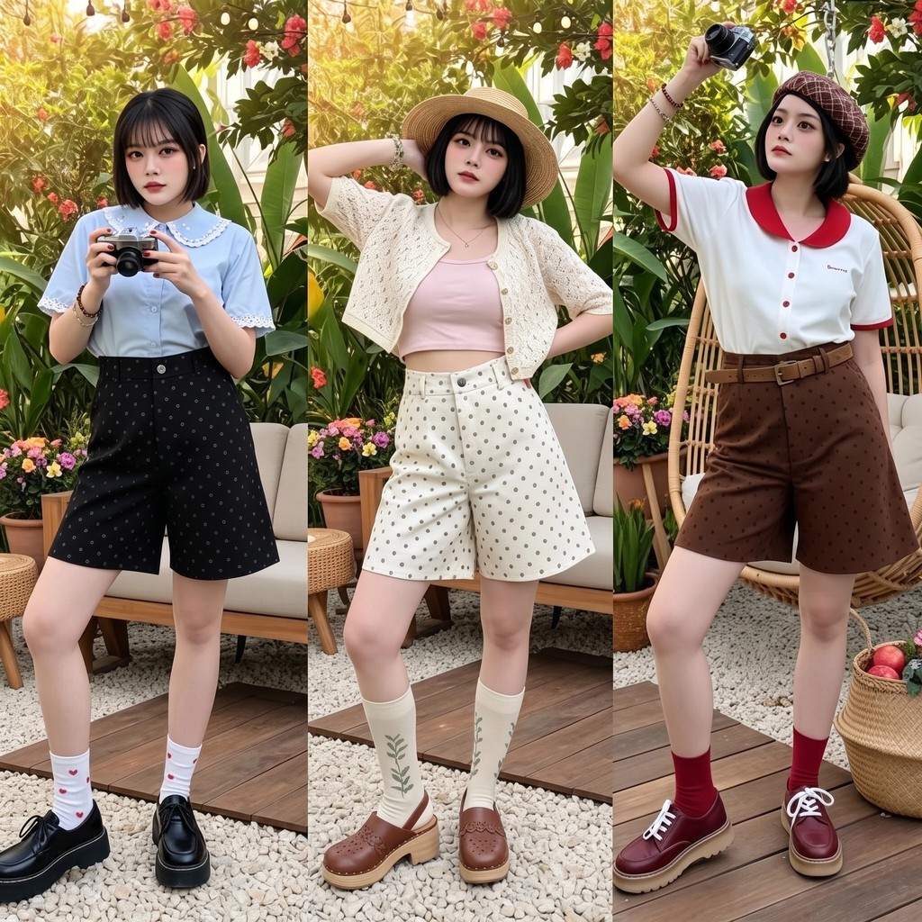 🔥JIAQI รุ่นคามิเลีย I กางเกงขาสั้น ลายจุดpolkadot ทรงน่ารักสดใส ติดกระแสแฟชั่นฮิต S-3XL