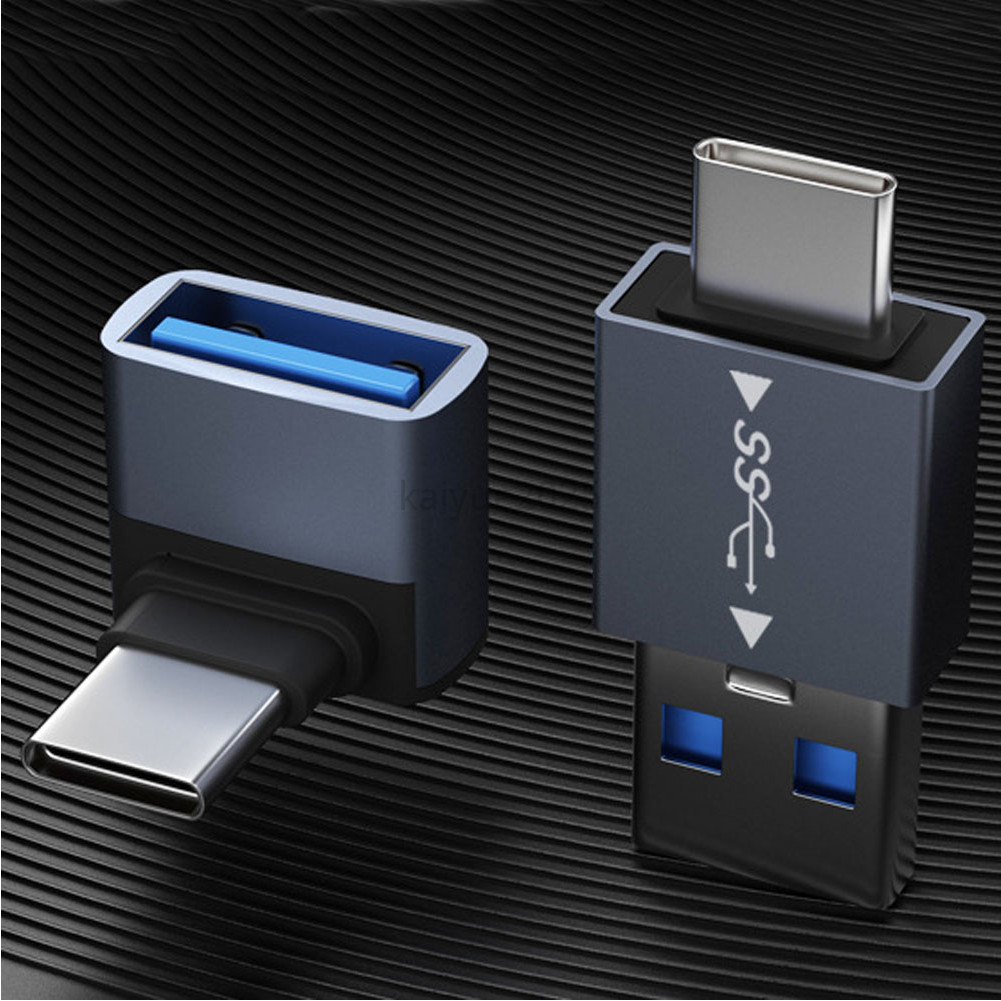 KIAYUE อะแดปเตอร์ USB 3.1 ถึง Type-C OTG 90 องศาข้อศอก Fast Charging Charger Converter USB3.1 ถึง USBC ข้อมูลอะแดปเตอร์ 10Gbps สําหรับ Macbook