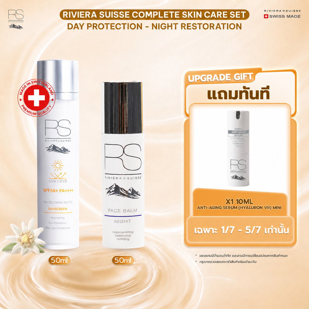 Riviera Suisse Complete Skin Care Set: Day Protection - Night Restoration
