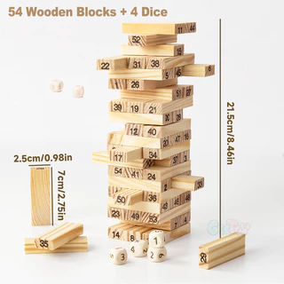 GeeToy Big 54 ชิ้นบล็อกตัวต่อดิจิตอลซ้อน Balance Tower ครอบครัวเกมกระดานแบบโต้ตอบของเล่นเพื่อการศึกษาสําหรับเด็ก