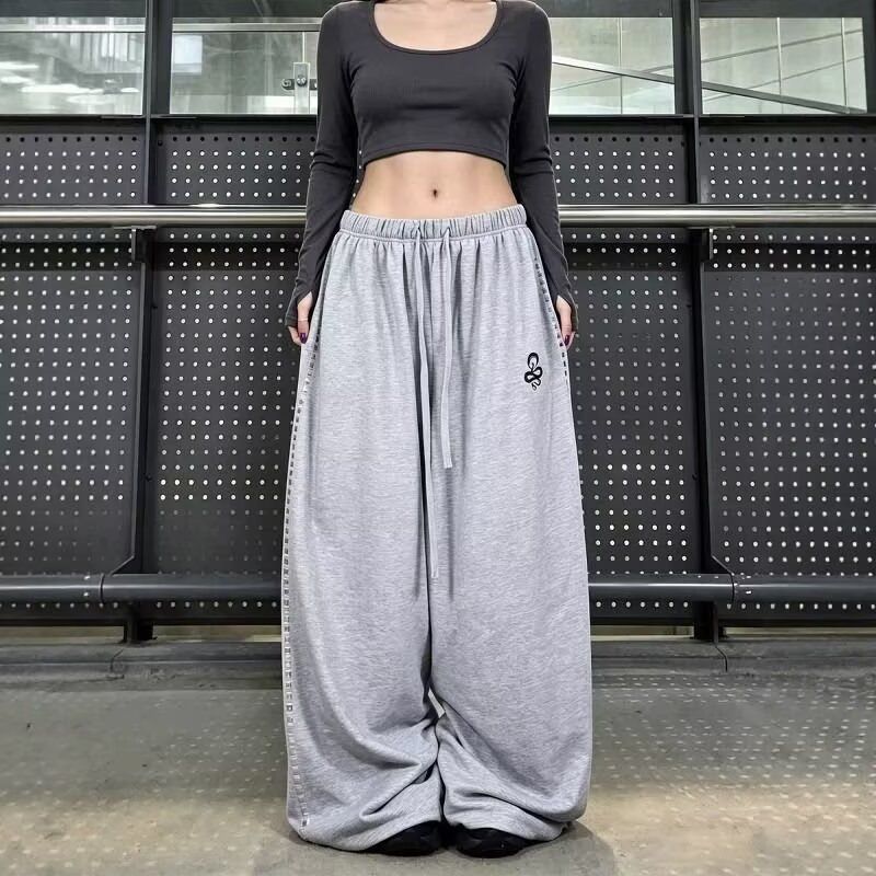 Street Dance Street Wear พิมพ์แจ๊สสาวร้อนกางเกงขากว้างหลวมคู่กางเกงกีฬาหลวม Street Wear Hip-Hop Danc