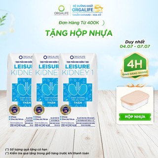 Lốc 3 Hộp LEISURE KIDNEY 1 Soup Uống Dinh Dưỡng Công Thức Hỗ Trợ Giảm Protein (200ml/Hộp)