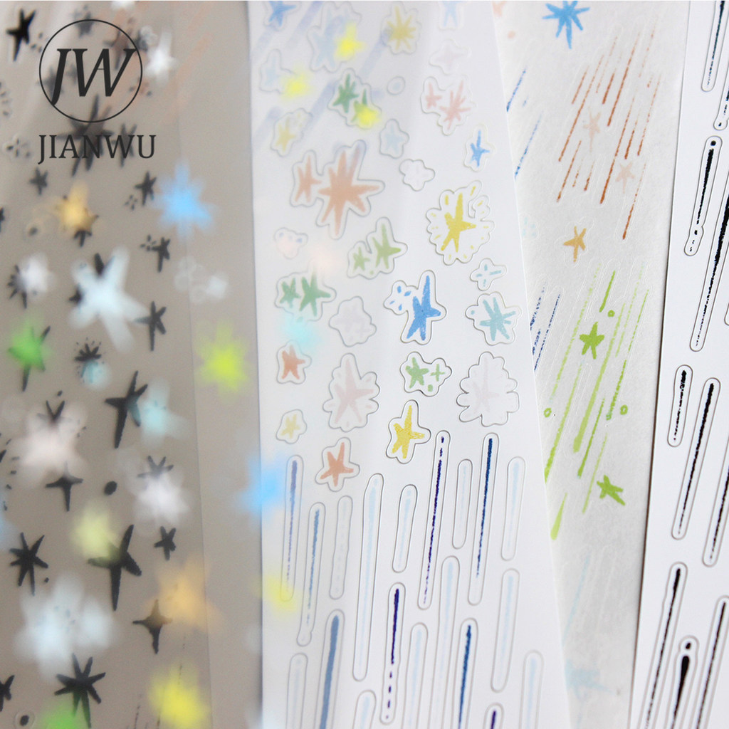 JIANWU 50 มม.* 5 เมตร Vintage สีสัน Rain Star ภูมิทัศน์วัสดุ Collage Scrapbooking PET เทป Creative DIY Journal เครื่องเขียน