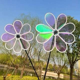 กังหันลมแปดแฉก 1 ชิ้น ติดตั้งสะท้อนแสงเปลี่ยน Windmill กังหันลมสีรุ้ง ตกแต่งสวน ของเล่นเด็ก