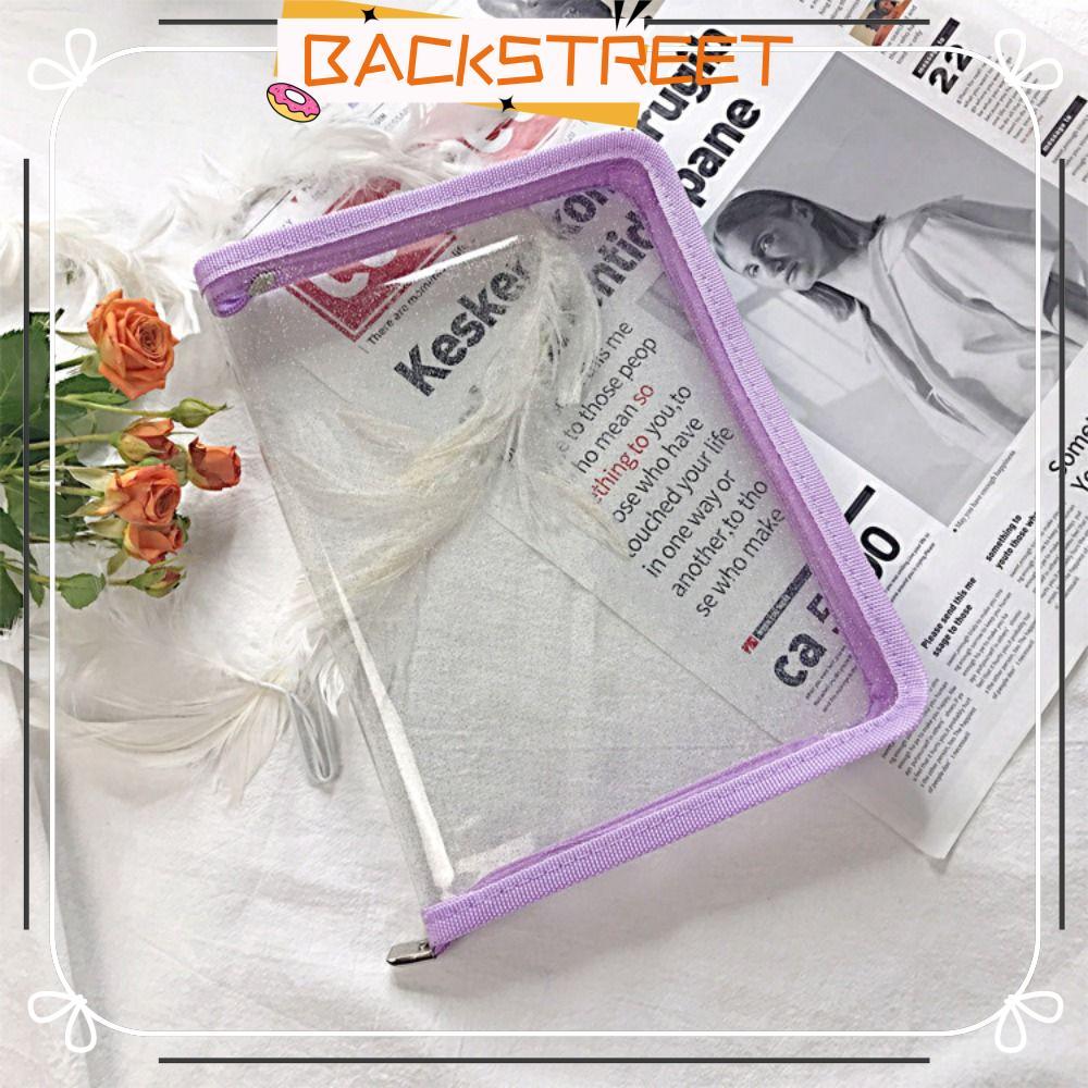 BACKSTAGE File Folder Storage Bag, Office Supply A5 Zip Pocket Bag, Desk Organizer PVC Transparent S