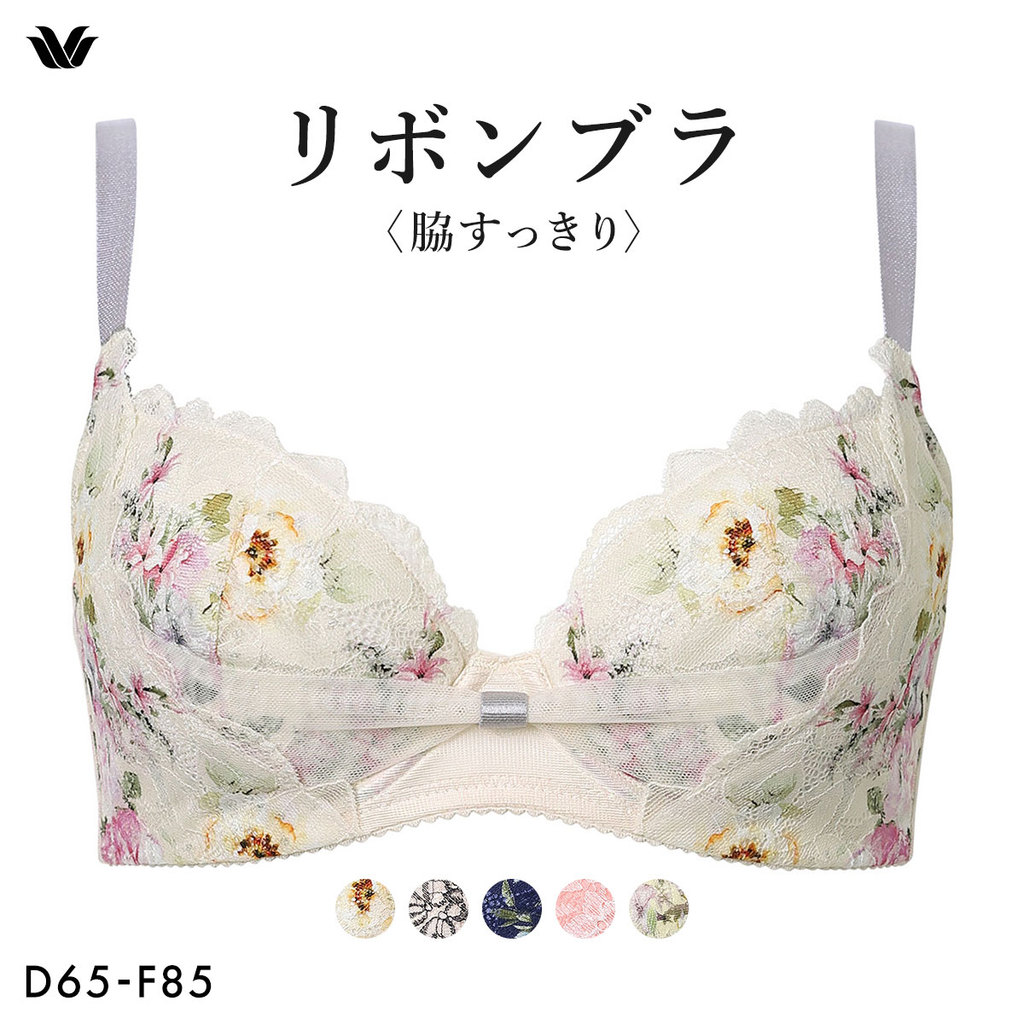 Wacoal Ribbon Bra เก็บกระชับด้านข้าง BXB423 (ขนาดคัพ D-F)(40BXB423DF)(ส่งตรงจากญี่ปุ่น)1