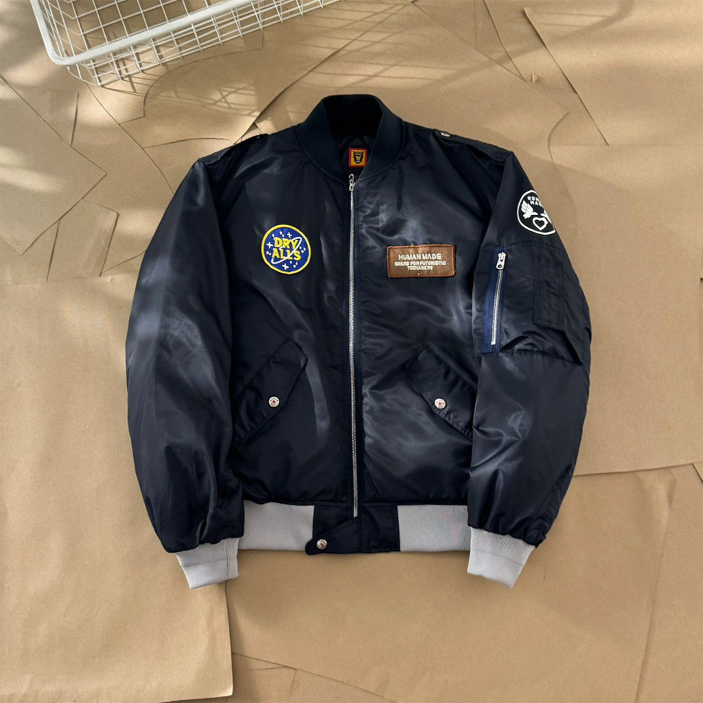 YP2E Human Badge Back Tiger MA-1 Air Force Flight Coach Jacket เสื้อแจ็คเก็ตผ้าฝ้ายสไตล์คู่