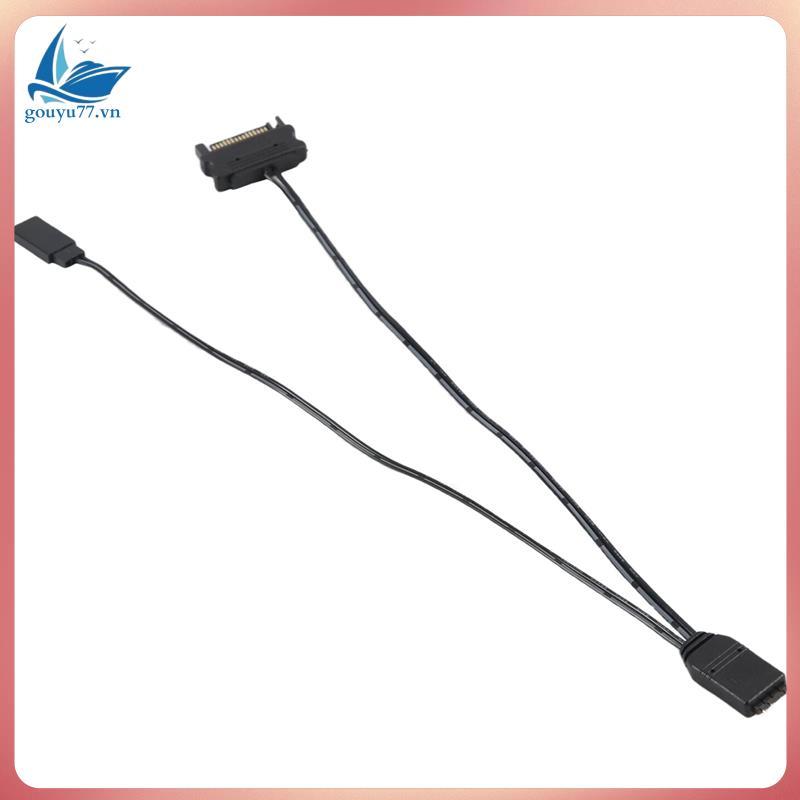 สายเคเบิลอะแดปเตอร์จ่ายไฟแสง SATA เป็น ARGB คอมพิวเตอร์คอนโทรลเลอร์ ARGB Sata เป็น ARGB รีเซ็ตสายไฟ 
