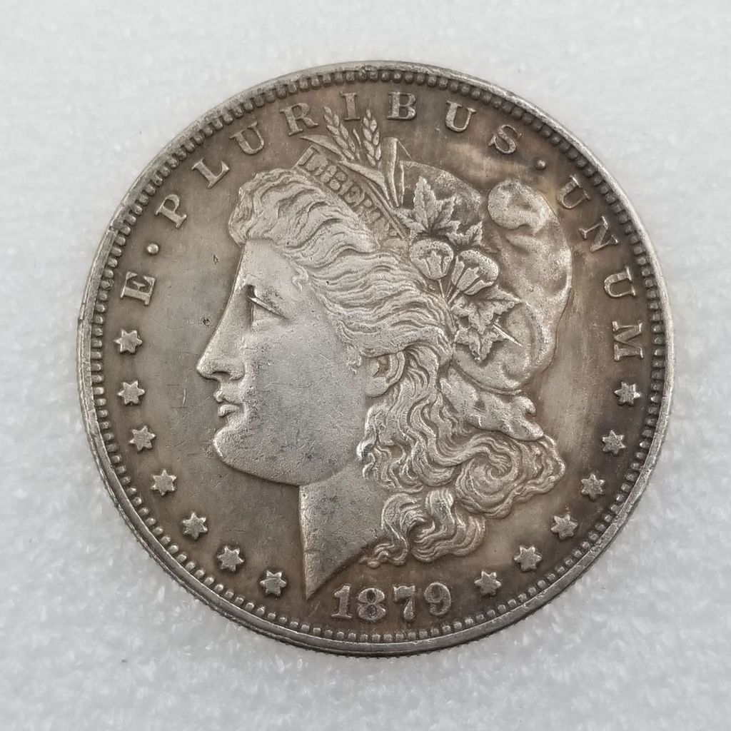 งานฝีมือโบราณ 1879 วัสดุทองเหลืองทองเหลืองชุบเงิน Morgan Distressed Silver Dollar ต่างประเทศเงิน Dol