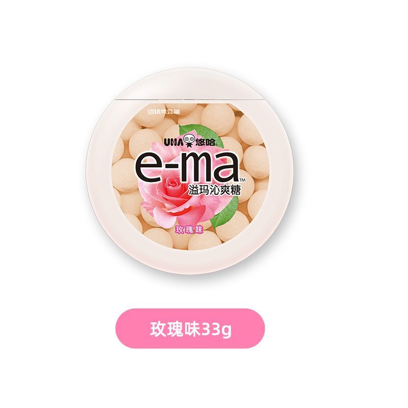 UHA UHA e-ma Yima ลูกอมสดชื่นการเลือกมะนาวองุ่นกุหลาบมิ้นต์รสผลไม้ขนมนําเข้า 0709